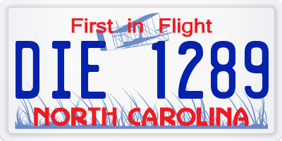 NC license plate DIE1289
