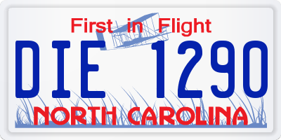 NC license plate DIE1290