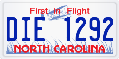 NC license plate DIE1292