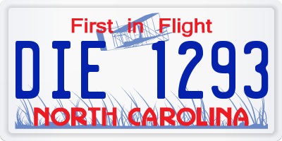 NC license plate DIE1293