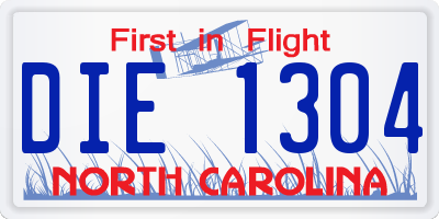 NC license plate DIE1304