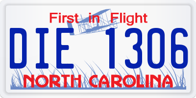 NC license plate DIE1306