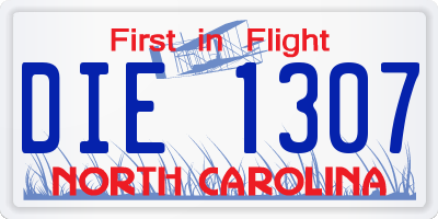 NC license plate DIE1307