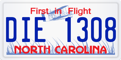 NC license plate DIE1308