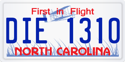 NC license plate DIE1310