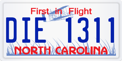 NC license plate DIE1311