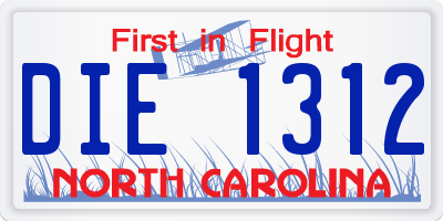 NC license plate DIE1312