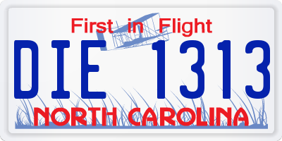 NC license plate DIE1313
