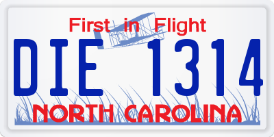 NC license plate DIE1314