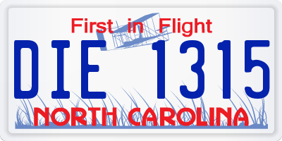 NC license plate DIE1315