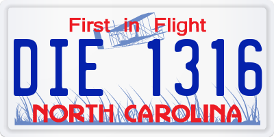 NC license plate DIE1316