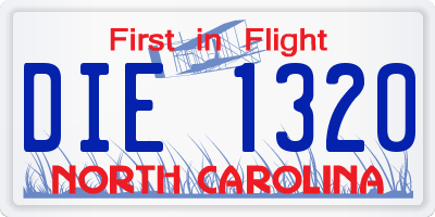 NC license plate DIE1320