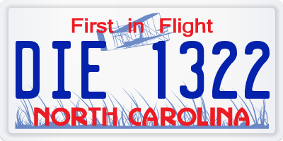 NC license plate DIE1322