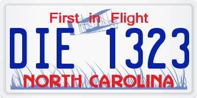 NC license plate DIE1323