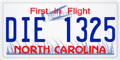 NC license plate DIE1325