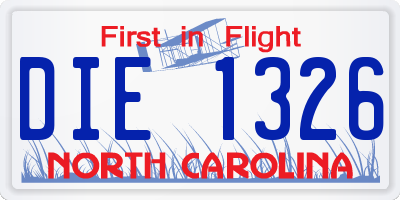 NC license plate DIE1326