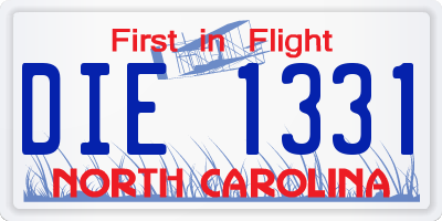 NC license plate DIE1331