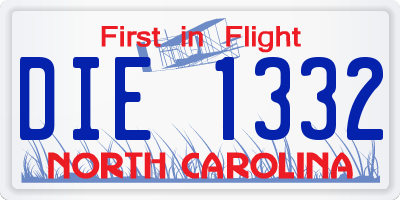 NC license plate DIE1332