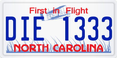 NC license plate DIE1333