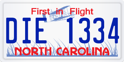 NC license plate DIE1334