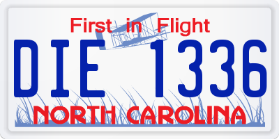NC license plate DIE1336