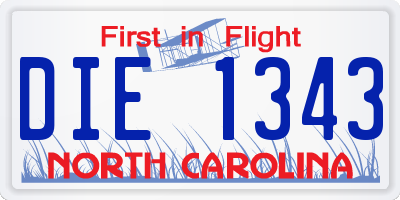 NC license plate DIE1343