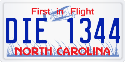 NC license plate DIE1344