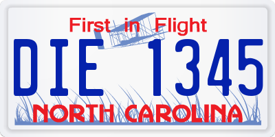 NC license plate DIE1345