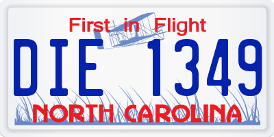 NC license plate DIE1349