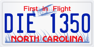NC license plate DIE1350