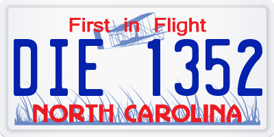 NC license plate DIE1352