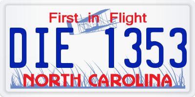 NC license plate DIE1353