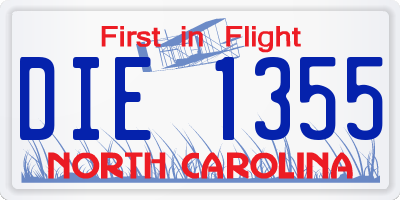 NC license plate DIE1355