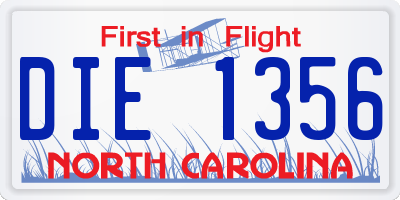 NC license plate DIE1356