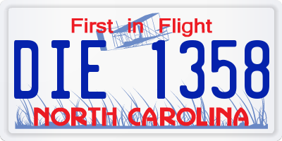 NC license plate DIE1358