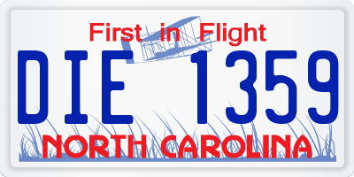 NC license plate DIE1359