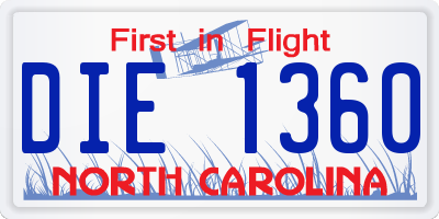 NC license plate DIE1360