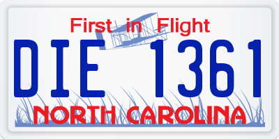NC license plate DIE1361
