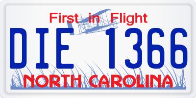 NC license plate DIE1366