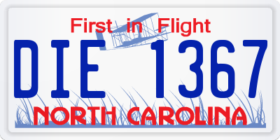 NC license plate DIE1367