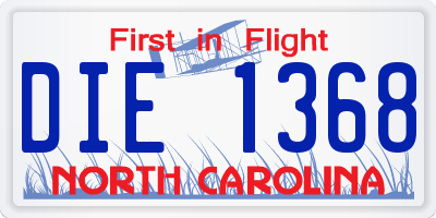NC license plate DIE1368
