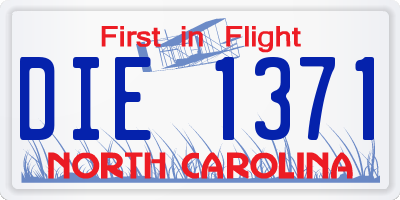 NC license plate DIE1371