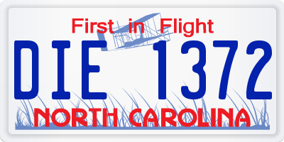 NC license plate DIE1372