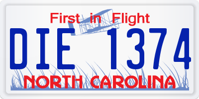 NC license plate DIE1374
