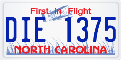 NC license plate DIE1375