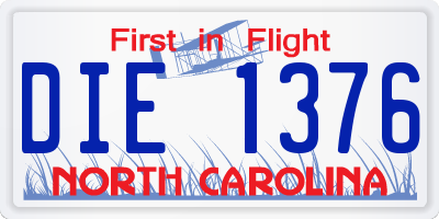 NC license plate DIE1376