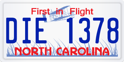 NC license plate DIE1378