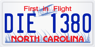 NC license plate DIE1380