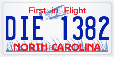 NC license plate DIE1382