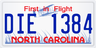 NC license plate DIE1384